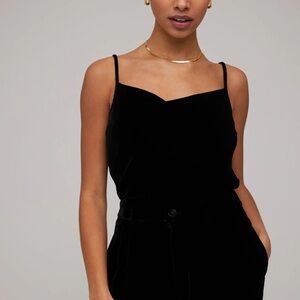NWT Bella Dahl Elegant Top VELVET COWL NECK CAMISOLE IN BLACK